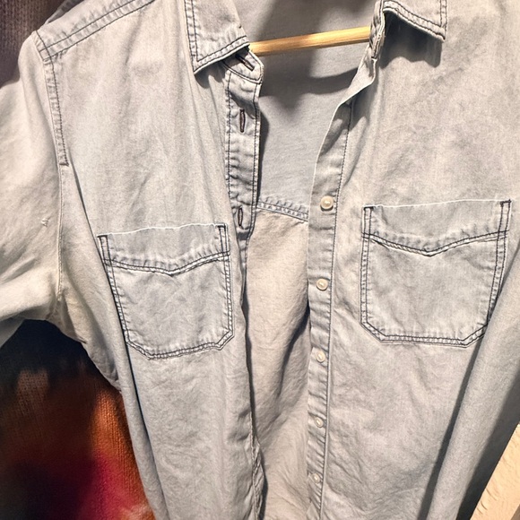 Express Tops - Express Soft Gray Button Down Shirt
